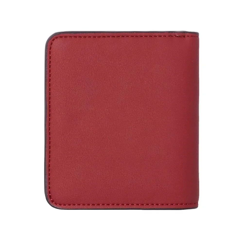 Deep Red Leather Compact Wallet